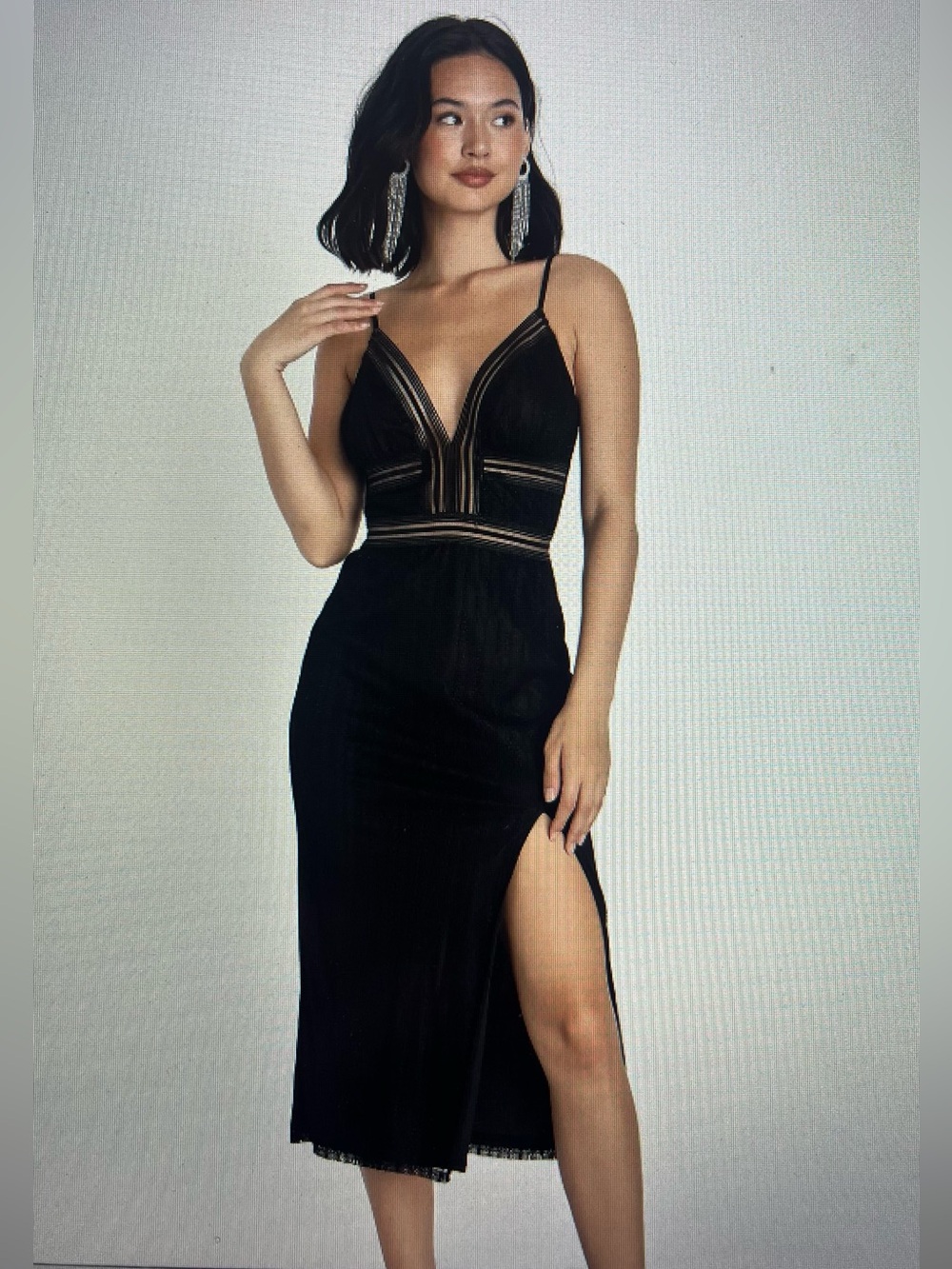Casita Black Lace Sleeveless Midi Dress